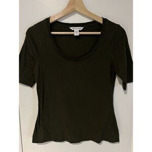 Athleta‎ Scoop Neck Tee XS Olive Green T Shirt Breezy Short Sleeve